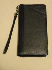 Leather Travel Document Holder Passport Organizer Samsonite ID Card Black NOS