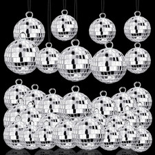 40 Pcs Disco Balls Ornaments Silver Mini Disco Balls Reflective Mirror 3 Sizes