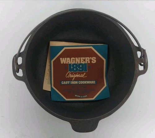 Wagner's 1891 Original Cast Iron 2 Qt Bean Pot USA Seasoning Instruction NO LID