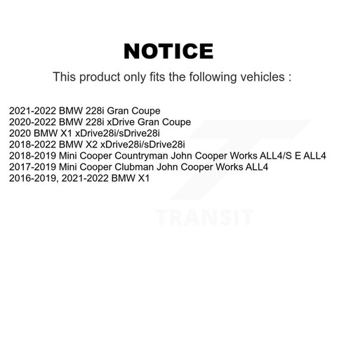 Transit Auto KGT-102044 Brake Disc and Pad Kit Rear for 228i xDrive Gran Coupe - Picture 2 of 12