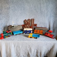 Juego de tren expreso Playskool 1988 vintage 30 piezas probado FUNCIONA juguete retro batería