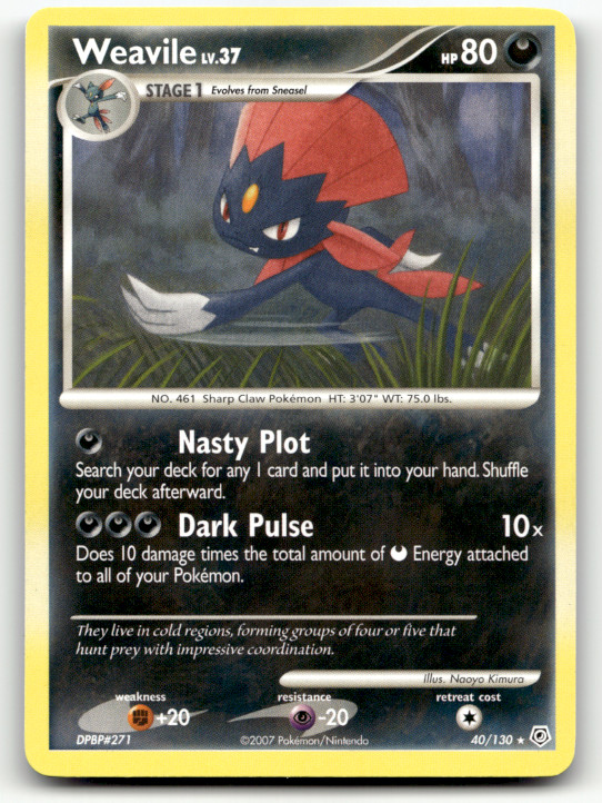 Weavile 40/130 Normal Rare Diamond and Pearl LP