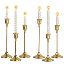 2 Sets Candle Holder Brass Metal Candlestick Holders -Vintage Modern Metal Ta...