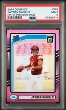 2024 Donruss #389 Jayden Daniels Optic Rated Rookie Preview Pink Prizm RC PSA 9