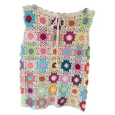 NWT Handmade Crochet Patchwork Skirt Womens M Granny Square Boho Festival