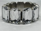 Clear Rhinestone Faux Jewel Stretch Bracelet Vintage Costume Jewelry Accessory