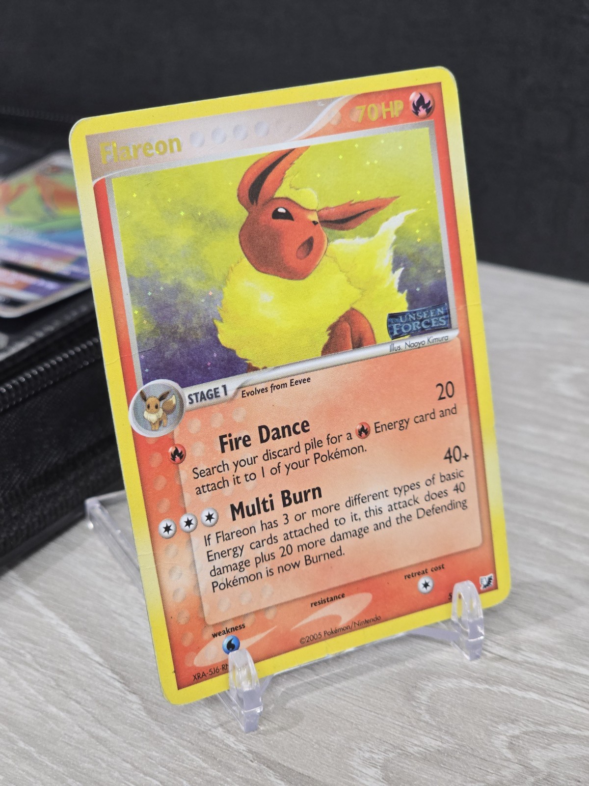 Pokemon Card TCG Flareon 5/115 Unseen Forces 2005 Reverse Holo Stamped Vintage