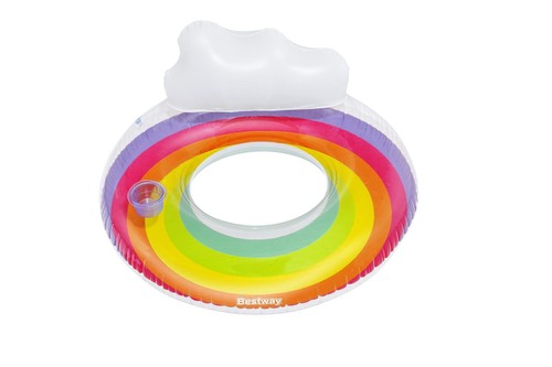 Bestway Large Swimming Ring 42” Inflatable Pool Float with Headrest & Cup Hold