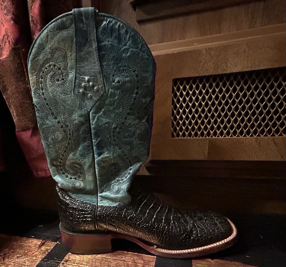 Botas Ferrini Mujer Cuero Caimán Azul Perfecto Estado Talla 8 EE. UU. Foto 4 de 4