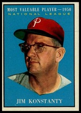 1961 Topps #479 Jim Konstanty MVP Semi High Number VGEX/EX Phillies