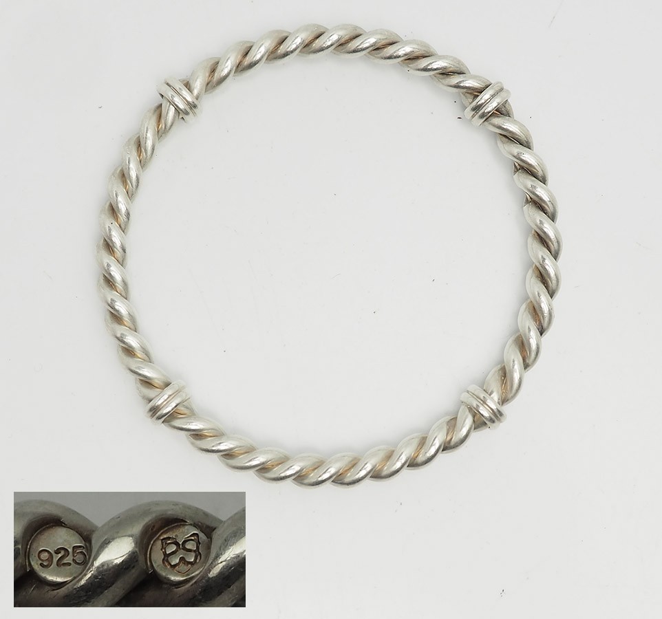 Heavy designer twisted braid bangle bracelet by S… - image 3