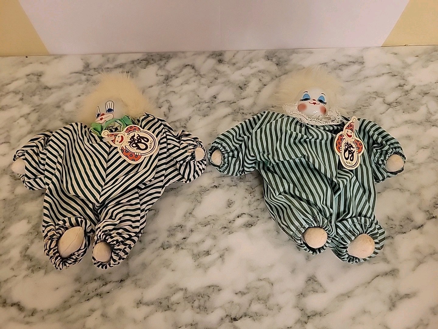 1987 Vintage Q-Tee-Clown Sand-Filled Dolls, Set of 2