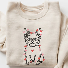Yorkie Valentines Line Art Heart Yorkie Sweatshirt Mom Lover Mama Gift