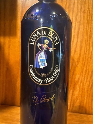 Luna Di Luna Large Cobalt Blue Chardonnay Bottle Original Vintage empty - Picture 4 of 5