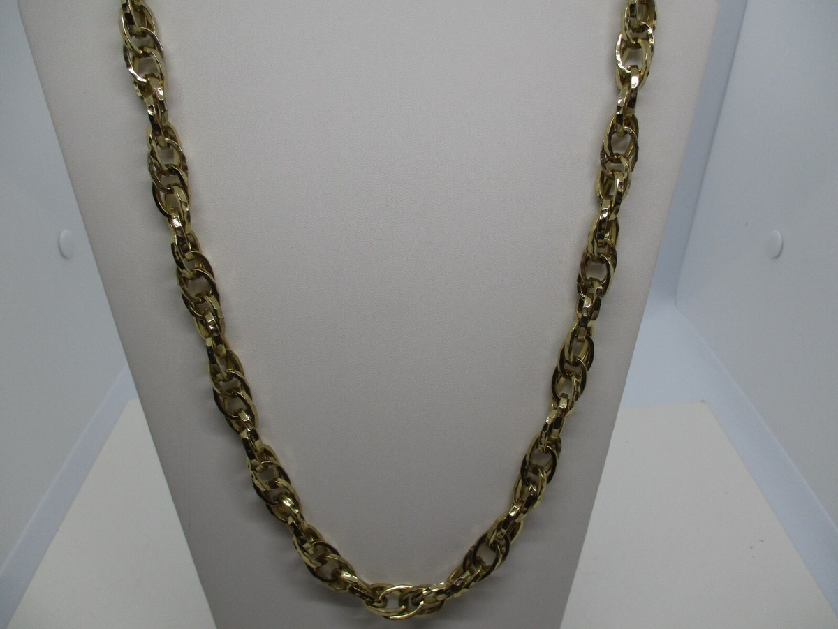 Vintage Crown Trifari Heavy Chunky Double-Link Gold Tone Long 