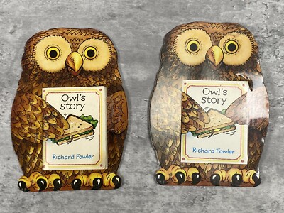 Richard Fowler Owl's Story Stand Up Miniature Book Lot of 2 Vintage 1985 NEW