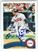 Omar Infante autographed baseball card (Atlanta Braves) 2011 Topps #81