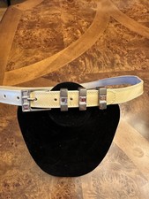 VTG 1980s ESCADA GENUINE LEATHER BELT BUCKLE WITH RHINESTONES SIZE M 42 ITALY