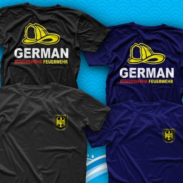 Fire Services Germany Feuerwehr Firefighter Bundeswehr Logo T-Shirt Men's Tee HQ