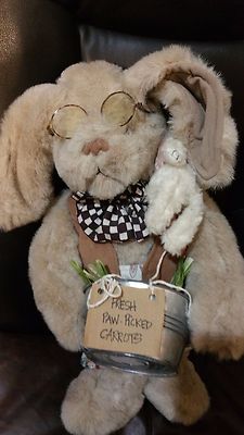 Werner Von Bunny 19'' Tall  with little bunny & carrots basin A Matis Original*