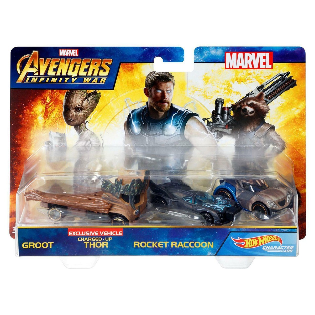 Hot Wheels Marvel Avengers Groot, Thor & Rocket Raccoon 1:64 scale