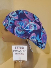 Butterflies (big) Women's  Euro/Chef Surgical Scrub Hat/Cap Handmade