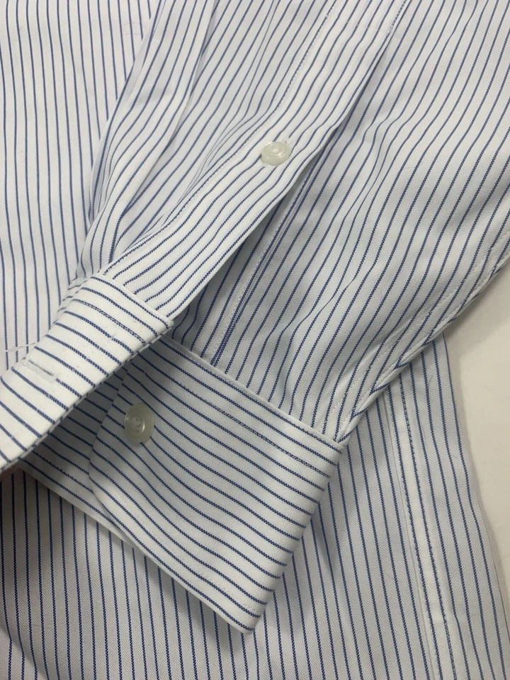 L.L. Bean рубашка в полоску размер 15,5-33 белый длинным рукавом на пуговицах - Изображение 3 из 4