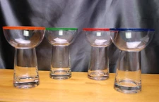 The Wine Savant Various Color Rim Margarita Glass Tumblers Set of 4