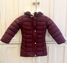 Kensie Girl Puffer Jacket Coat Sherpa Sz 4 Navy Dark Red Rose Gold Accents NEW