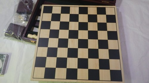 LARGE BACKGAMMON, CHESS, DOMINOS, CARDS, GAMES SET FAUX LEATHER CARRY CASE - Picture 3 of 10