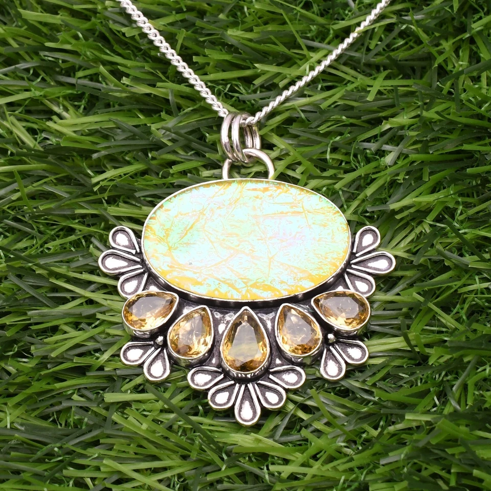 Ciondolo gioiello fatto a mano con pietra preziosa in argento sterling 925 op... - Immagine 2 di 4