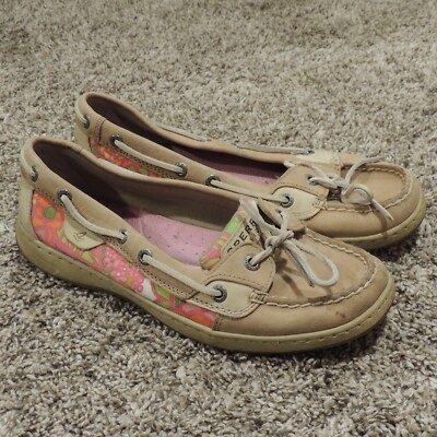 Chaussures Bateau Femme SPERRY Top-Sider En Cuir Beige Léopard à Paillettes - Pointure 6.5 US - Occasion