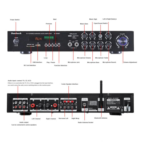 Digital 2000W bluetooth Verstärker Vollverstärker 5-Kanal HiFi Stereo Amplifier - Bild 8 von 13