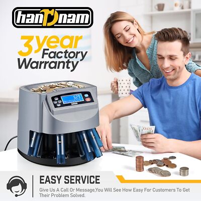 USD Coin Sorter Coin Counter Wrapper and Roller 270 Coins/min LCD Display