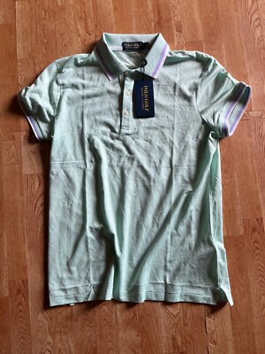 $99 Polo Golf Ralph Lauren Green Pearl White Womens Short Sleeve Polo Sz Small