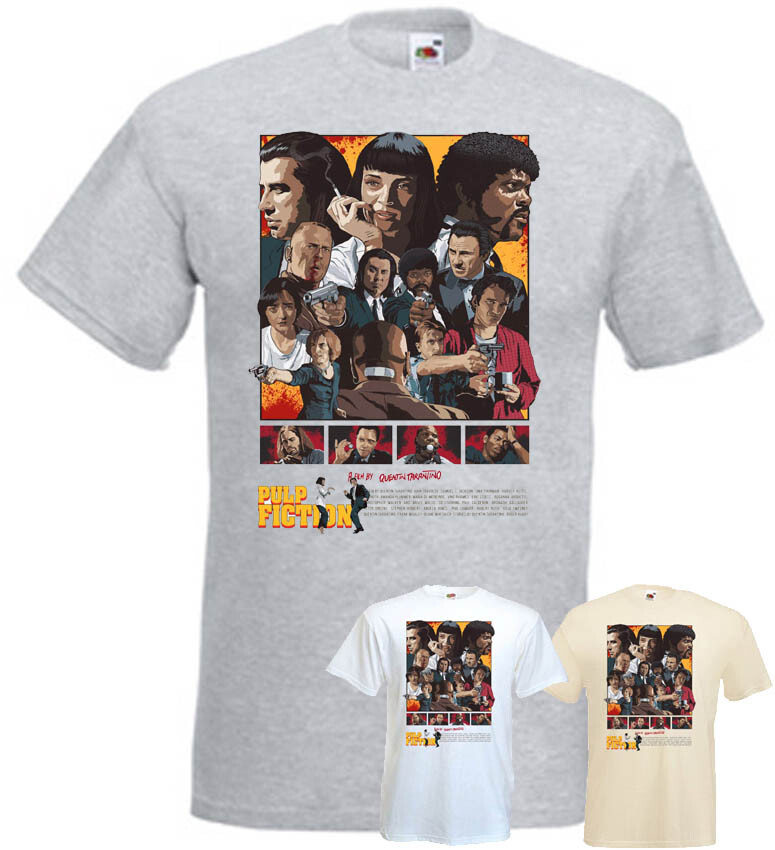 Pulp Fiction v30 T-shirt Quentin Tarantino white grey