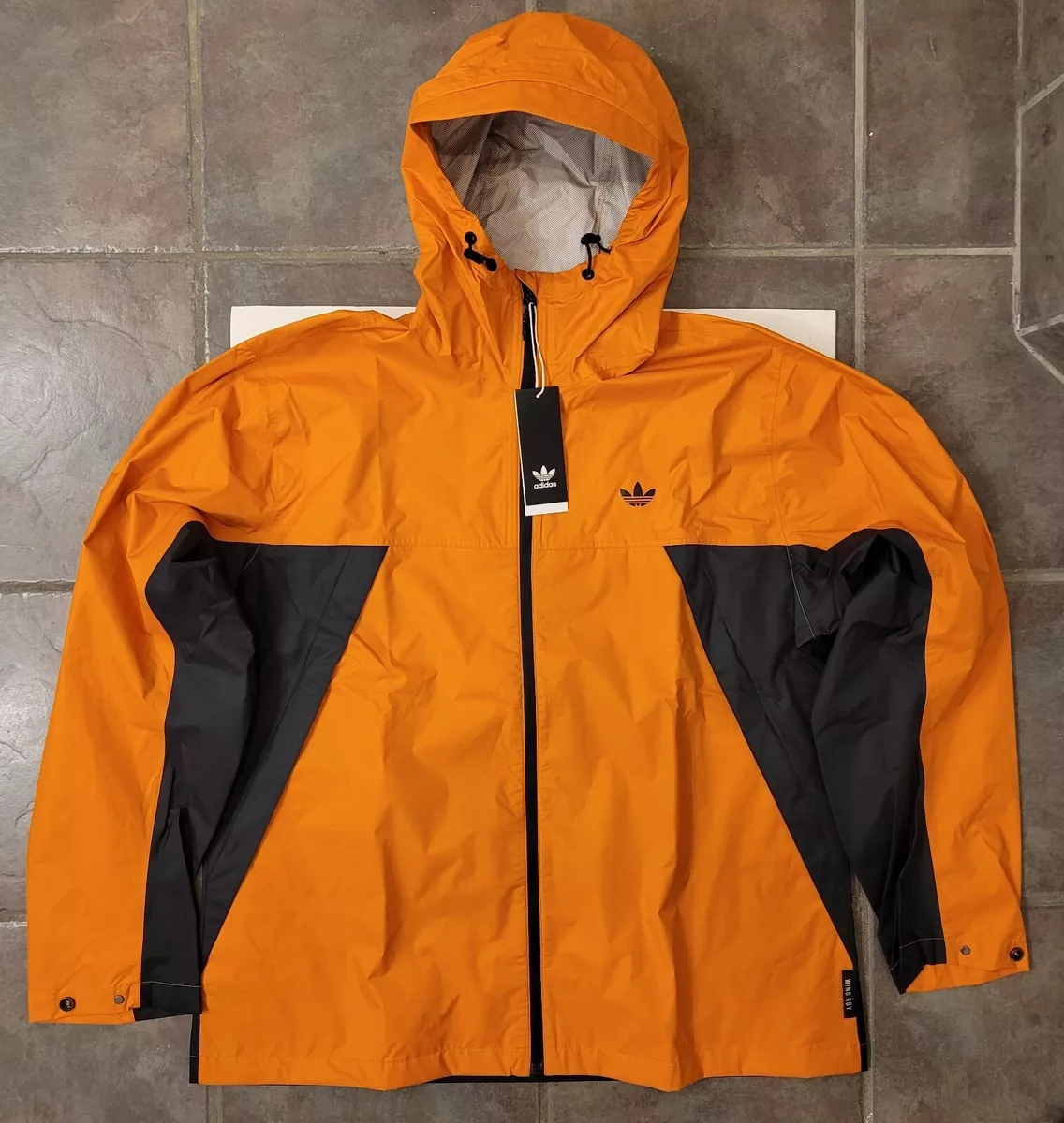 Adidas Tech Shell Windbreaker Jacket Orange Skateboarding Mens Sz Large NEW $150