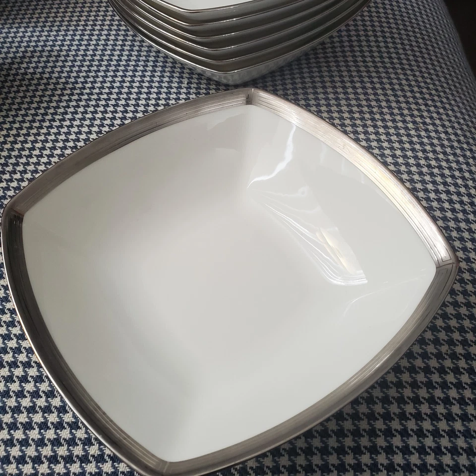 Mikasa Millennium Platinum - Juego de 8 cuencos AN008 estilo cuadrado de porcelana de hueso  Foto 2 de 4