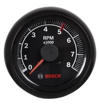 Bosch, FST-7906, Sport II, Tachometer, Analog, 2 5/8 in. dia., Black Bezel, Each