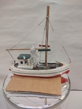 Handmade wooden model Lobster boat, marine vessel decoration 6" Long Unfinished