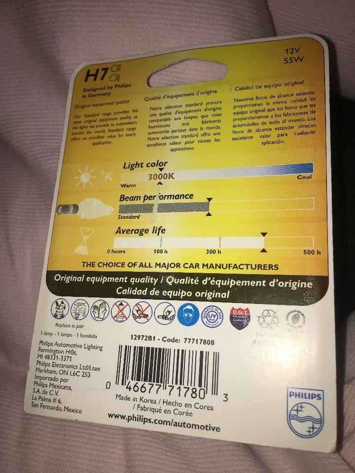 Lâmpada de halogênio padrão Philips H7B1 para 12972 H7 12V 55W 12972B1 ve - Imagem 2 de 2