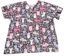 UA Cute Cats  Flowers Black / Pink / Purple Size Large Pockets 
