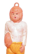 Football Player Celluloid Toy White Yellow Notre Dame Japan 1940s-50s 2