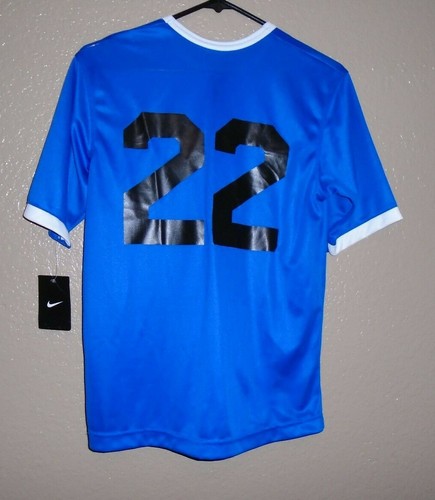 Nike Dri Fit Football Soccer Jersey Shirt Men SMALL Blue #22 Nike Team Patch NWT - Picture 9 of 11