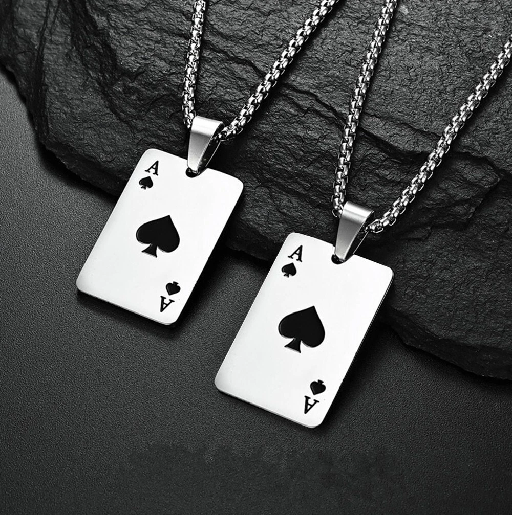 Buy Ace of Spades Poker Pendant Necklace in Silver Online in India - Etsy