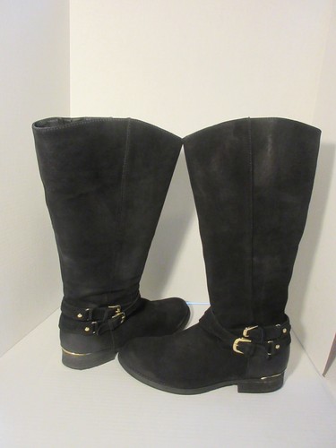 Black Suede Knee High Riding Boots 10M 