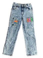 Vintage 90s Sasson Acid Washed Jeans Boys Size 12 Rare Surfer Painted Denim
