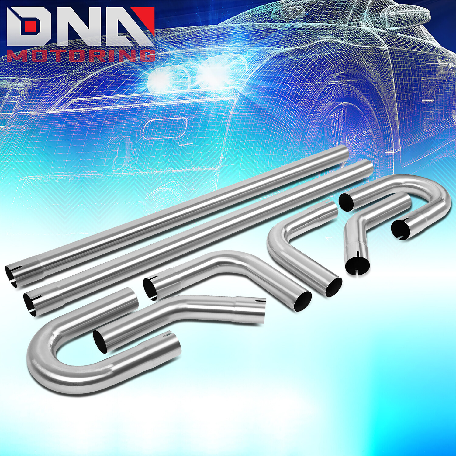 8Pcs 2.5" OD Stainless Steel Straight Bend  DIY Custom Mandrel Exhaust Pipe Kit