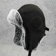 Herren Aviator Trapper Hut Kappe Ski Ushanka Kosake Outdoor Kunstpelz Wildleder