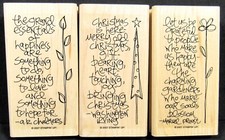 Stampin' Up Sidekick Sayings Rubber Stamps Set Used Wood Mount 2007